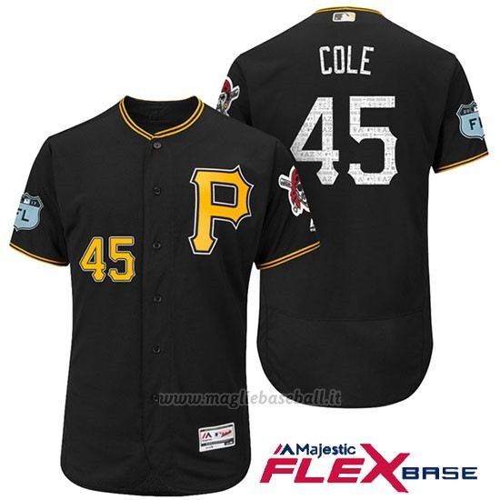 Maglia Baseball Uomo Pittsburgh Pirates Gerrit Cole Nero 2017 Allenamento Primaverile Flex Base Giocatore
